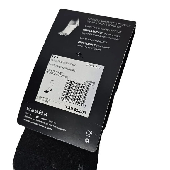 Nike Studio Footie Socks Size 9.5-11 Womens  Nike Grip Bottoms NWT - Picture 4 of 4